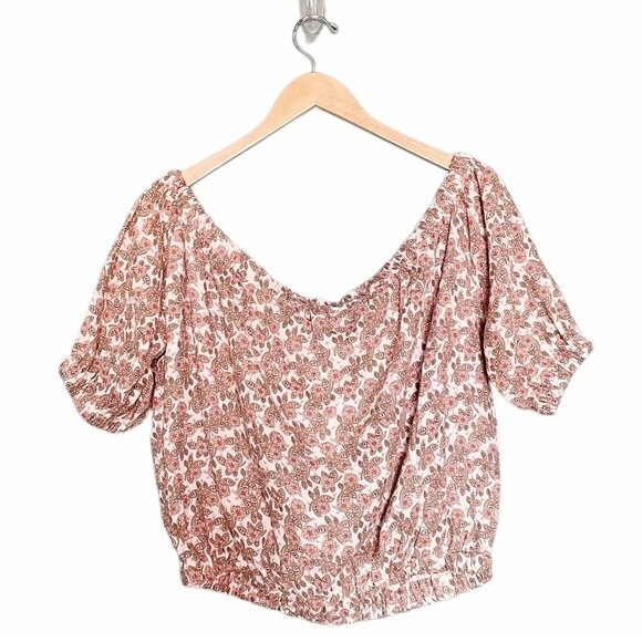 NWT Cupcakes & Cashmere Floral Off The Shoulder Top Cotton Boho Bohemian Size XL - Picture 3 of 10